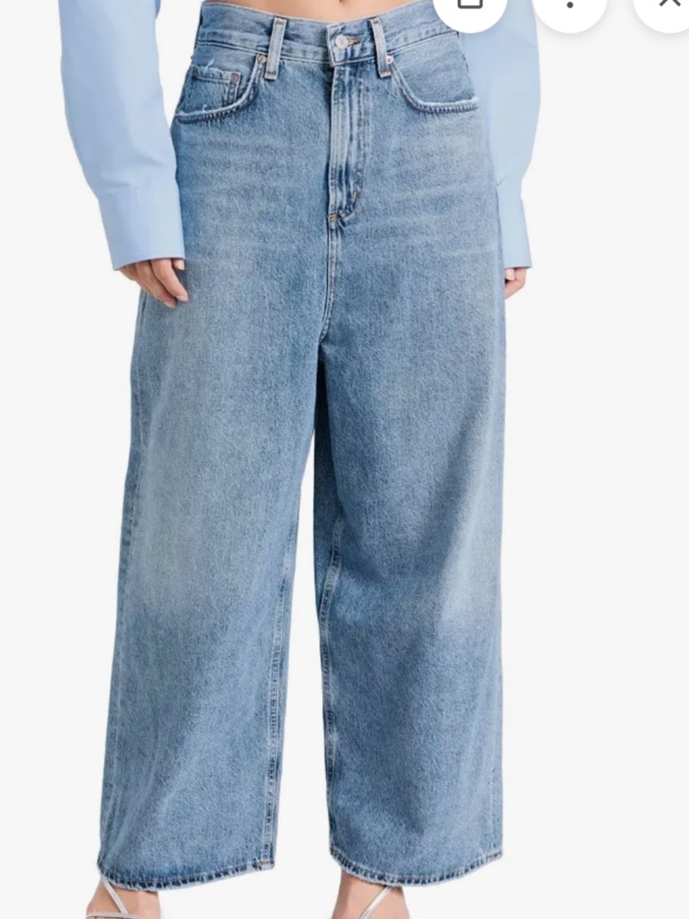 AGOLDE Valeria high raise low crotch extra wide leg Shatter wash jeans Size 31